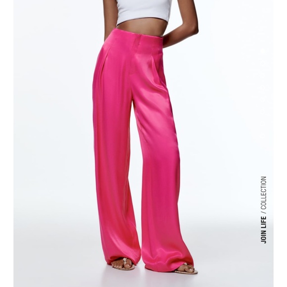 Zara Pants & Jumpsuits Zara Full Length Satin Effect Pants Poshmark